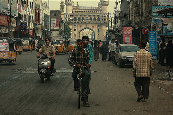 Sharing a bike. Hyderabad, India