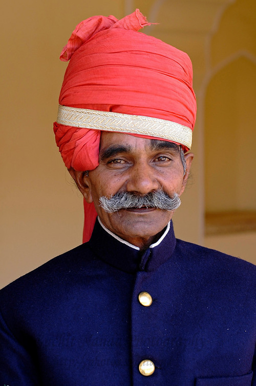 Portrait of the man at the Jaipur Palace, Jaipur, Rajasthan, India.