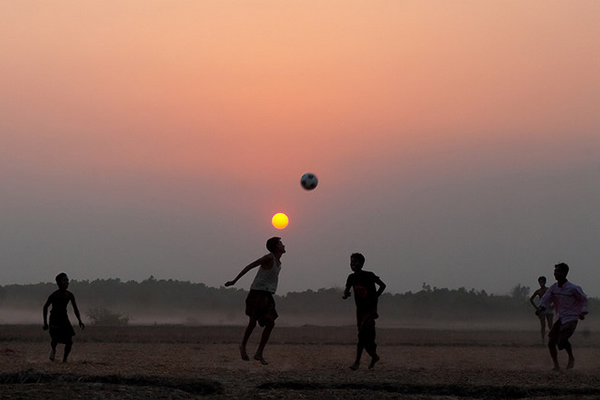 Boys Playing Football - Bangladesh