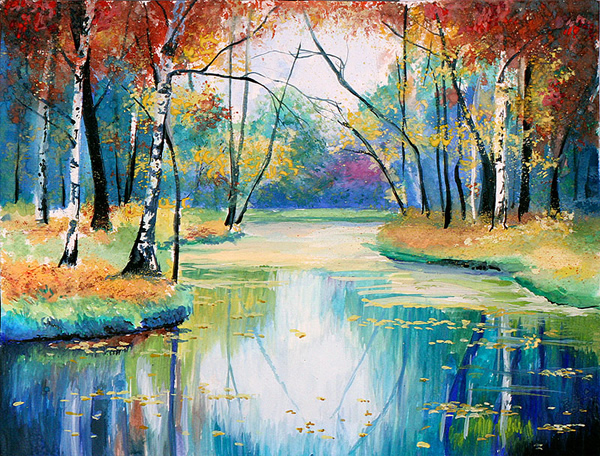 Autumn lake - 30 Inspirational Examples of Traditional Paintings