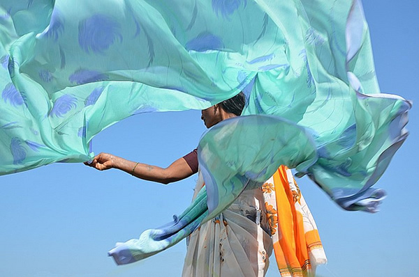 Sari Drying. Hampi - Indian Color Street Photography