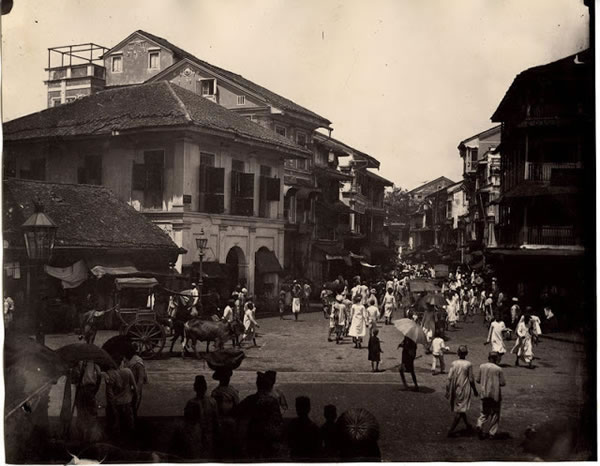 Busy Street Scene in Bombay (Mumbai) - c1880's