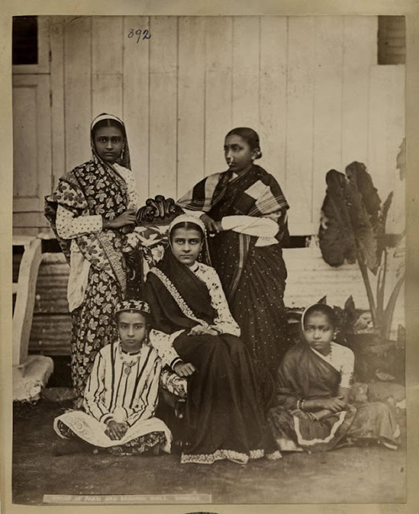 Group of Parsi and Brahmin Girls - Bombay (Mumbai) ca.1880's