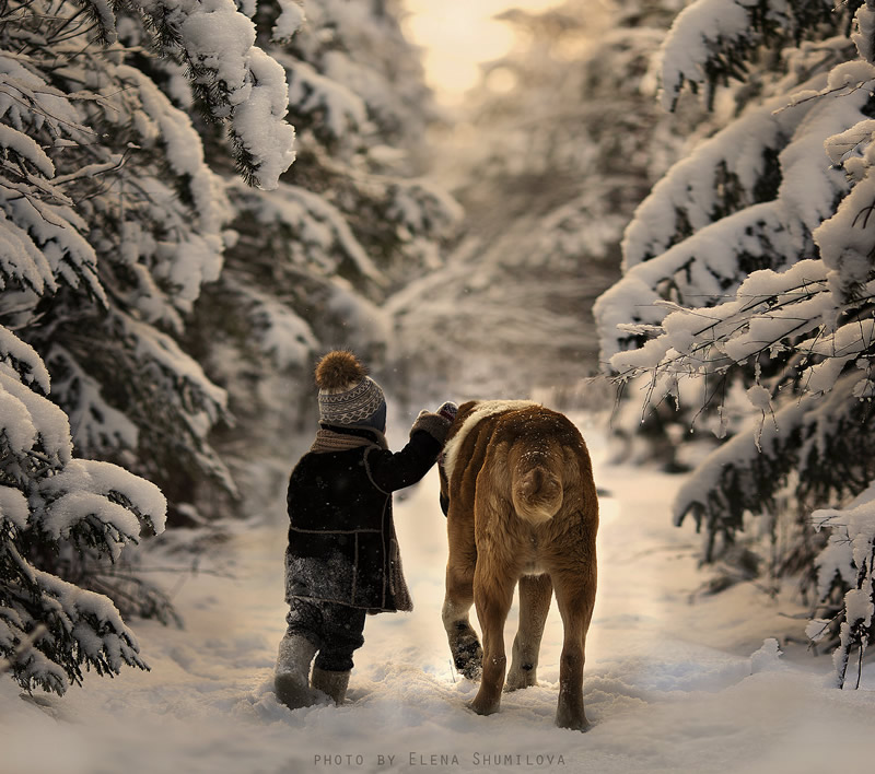 Elena Shumilova - Russian Mother Takes Amazing Portraits of Her Two Kids with Animals