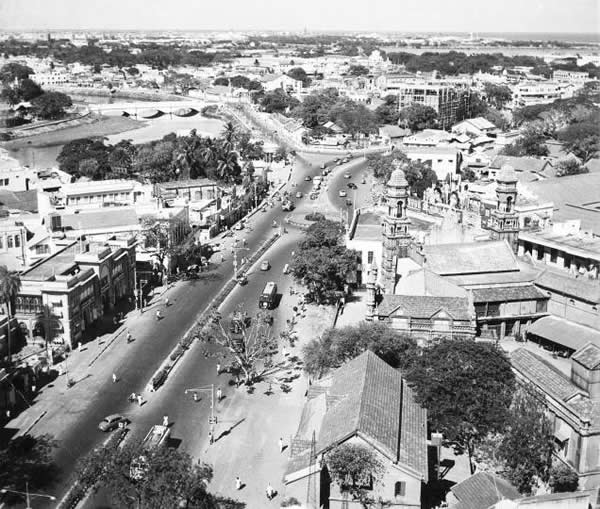 An aerial view of Mount Road - Madras (Chennai) - 1950