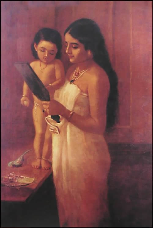 Looking in to the Mirror by Raja Ravi Varma