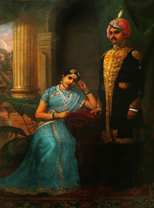 Raja and Rani of Kurupamby Raja Ravi Varma