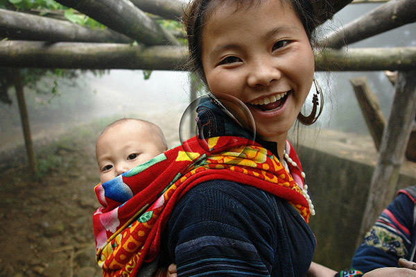 Black Hmong young mother and baby