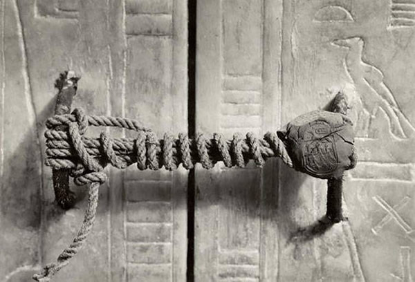The unbroken seal On Tutankhamen’s Tomb, 1922 (3,245 years untouched).