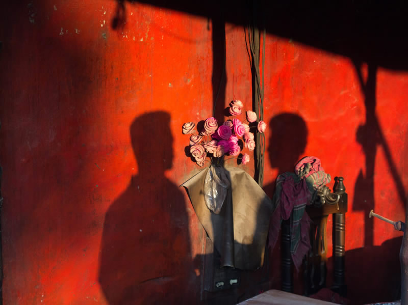 Red Wall Shadows - Street Photography and art of the composition