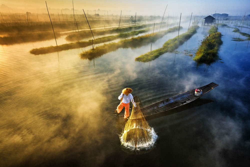 Landscape Professional Group, First Prize - Sun's Up, Nets Out by Zay Yar Lin