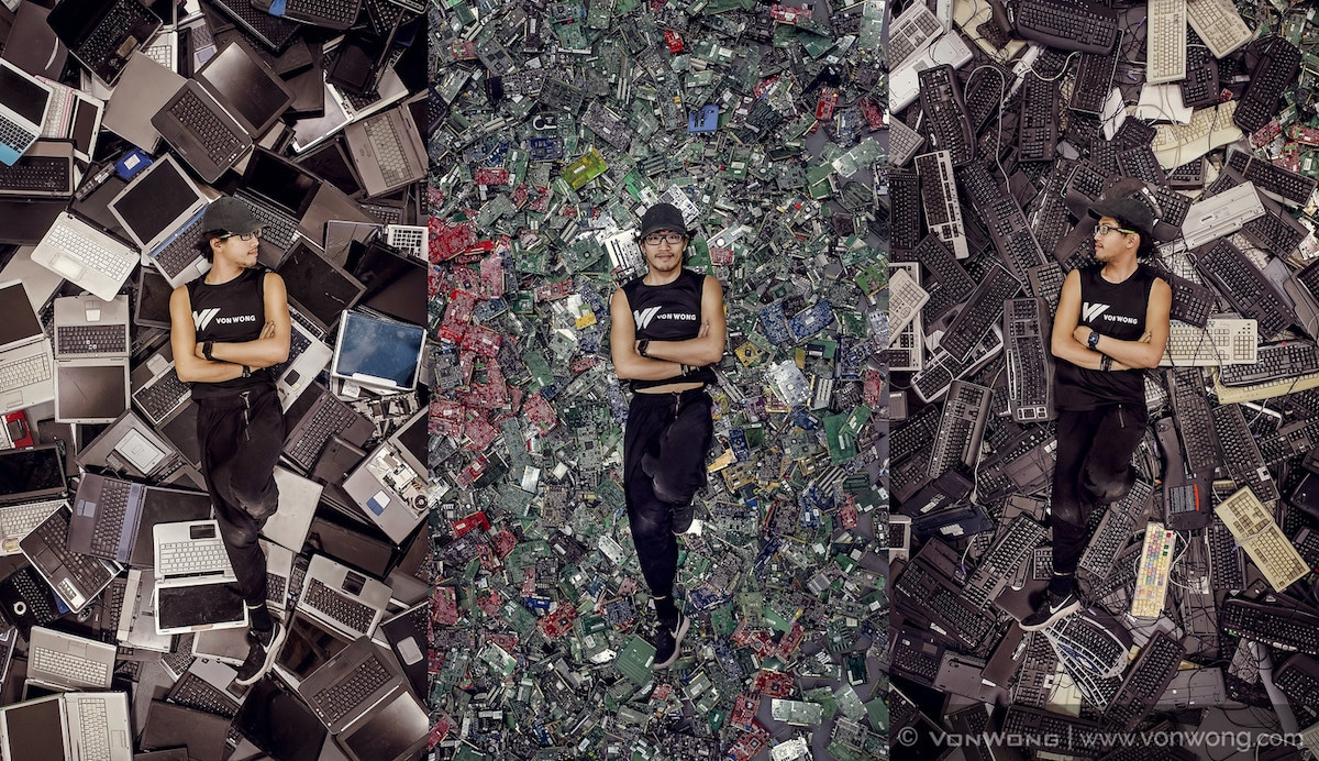 Photographer Benajmin Von Wong Transformed 4,100 Pounds Of e-Waste Into Post-Apocalyptic Landscapes
