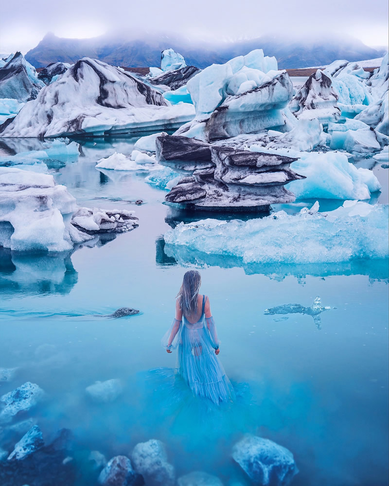 Glacier Lagoon, Iceland. Model: Svetlana