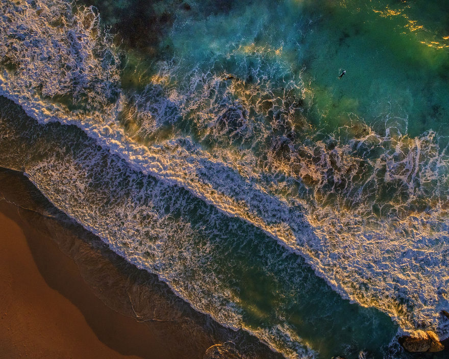 Drone Shots Of The Surfers On Llandudno Beach By Antti Viitala