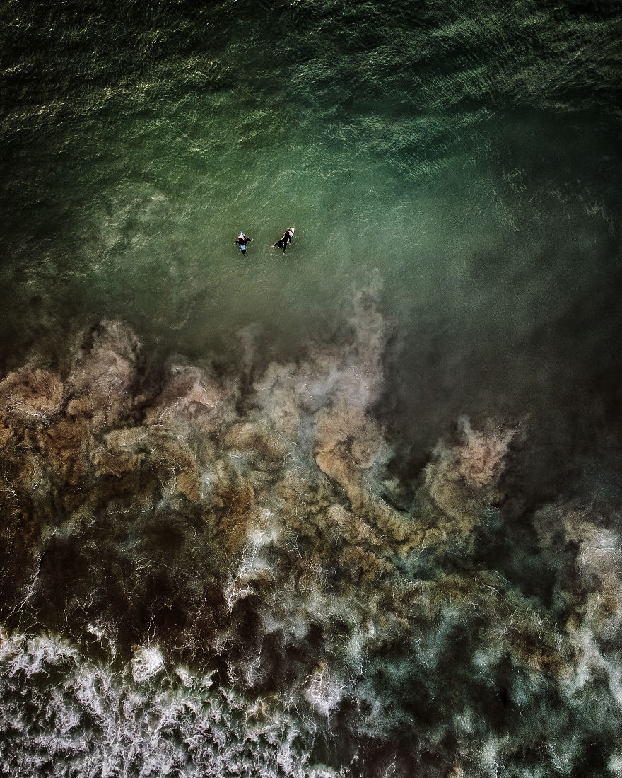 Drone Shots Of The Surfers On Llandudno Beach By Antti Viitala