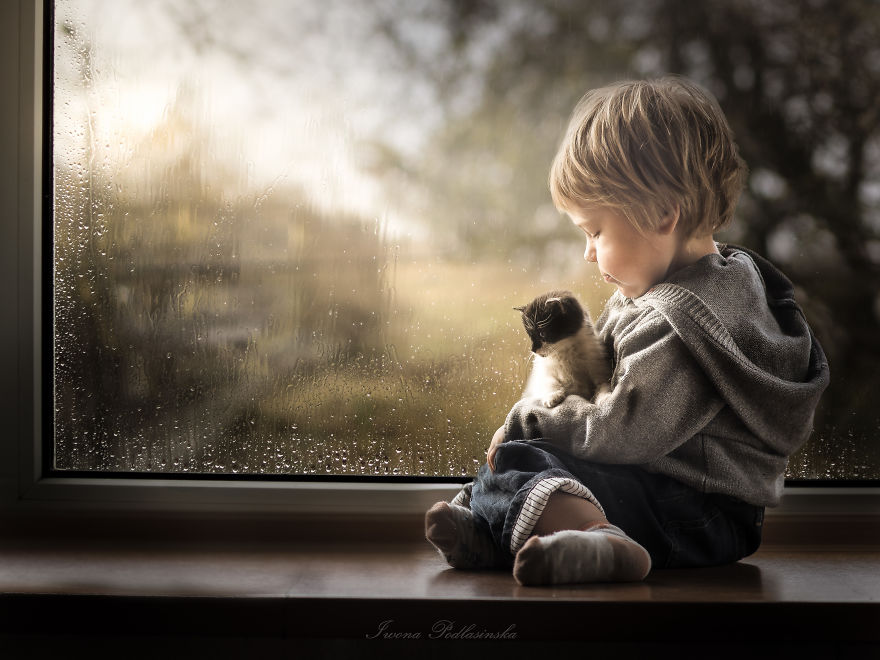 Photographer Iwona Podlasińska Captured The Most Magical Moments of His Son With Cats