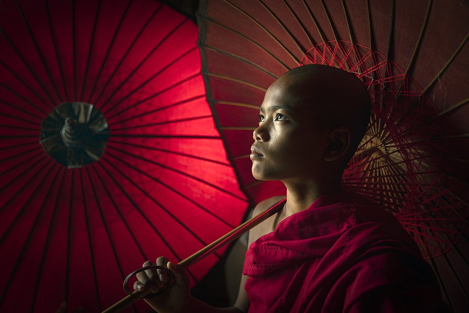 Novice and umbrella - Best Red Color Photography