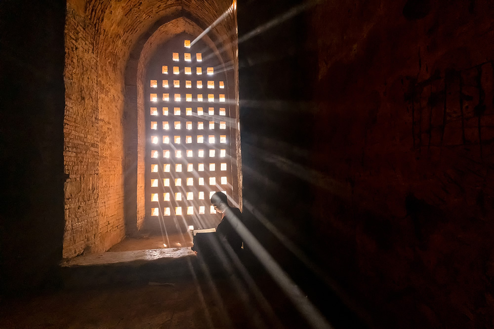 A novice monk studying in Bagan, Myanmar