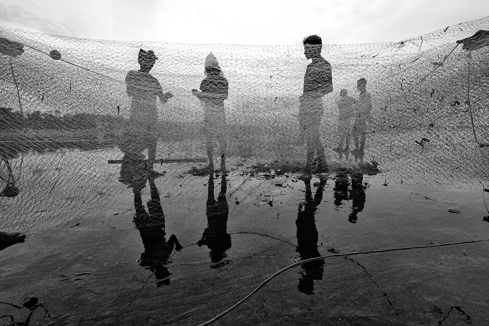 Fishermen doing their daily activities in Talsari, Odisha