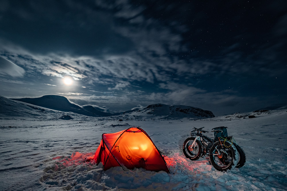 Kungsleden: Cycling Under Aurora Borealis by Jakub Rybicki