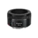 Canon 50mm prime camera lens isolated on white background