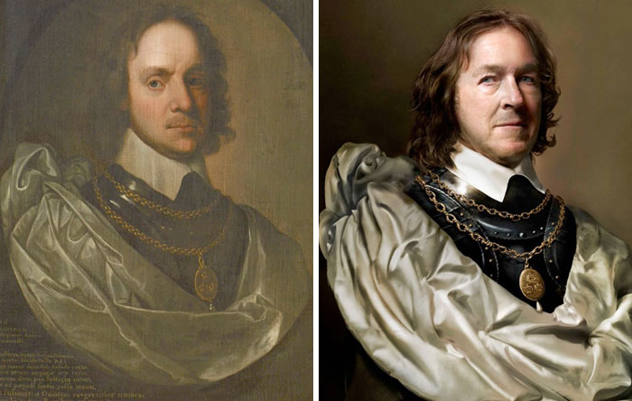 #5 Oliver Cromwell (Left), 1653-1654 And Charles Bush (Right) The Great-Great-Great-Great-Great-Great-Great-Great-Great-Grandson Of Oliver Cromwell