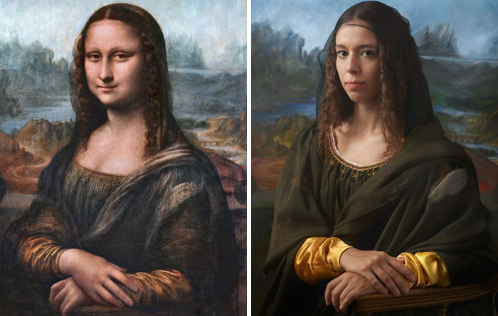 #8 Liza De Giocondo (The Mona Lisa) (Left) And Irina Guicciardini Strozzi (Right) The 15 Times Great Granddaughter Of Liza De Giocondo