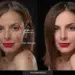 Before and after portrait showing photo retouching edits including skin, hair, and color correction