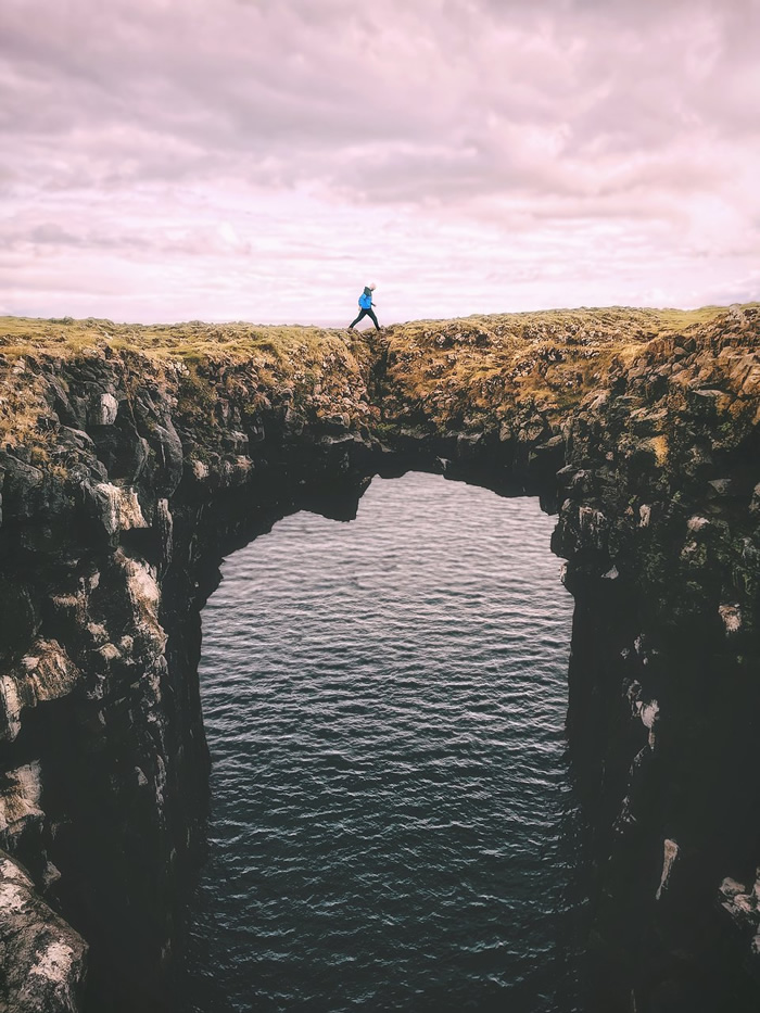 Chasing adventure - Arnarstapi Bridge, Snæfellsnes Peninsula, Iceland