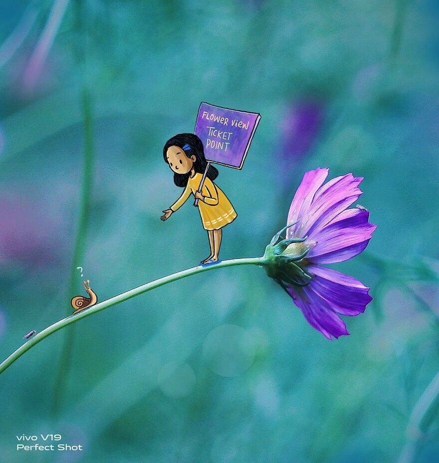 Yellow Girl: The Little Character Interacts With The Macro World By Vimal Chandran