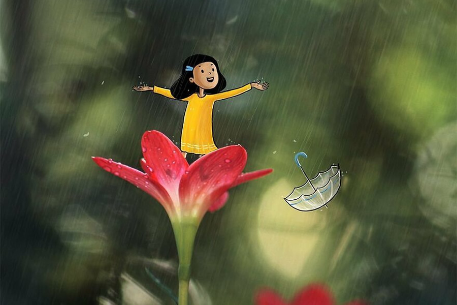 Yellow Girl: The Little Character Interacts With The Macro World By Vimal Chandran