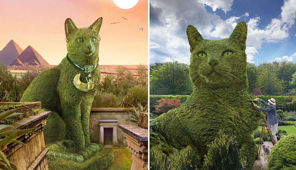 75-Year-Old Artist Richard Saunders Creates Edits Of Bushes In Honor Of His Deceased Cat