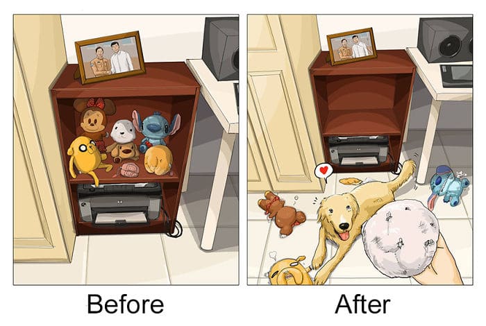 Illustrations That Show How Life Changes After Getting A Pet