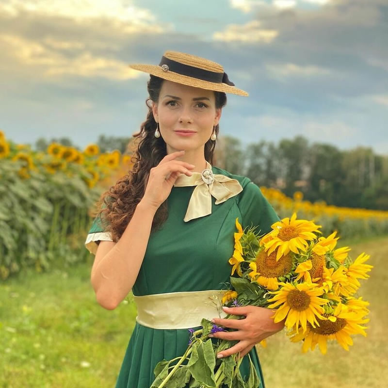 Ukrainian Woman Mila Povoroznyuk Dresses 19th Century Outfits Every Day