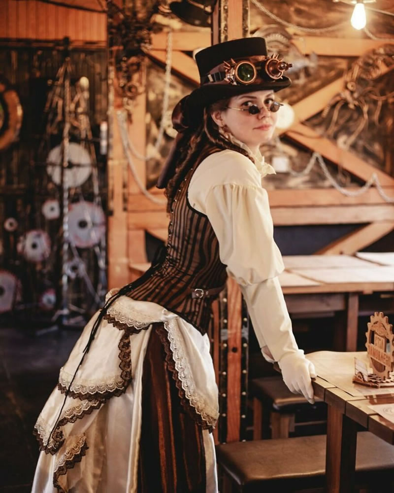 Ukrainian Woman Mila Povoroznyuk Dresses 19th Century Outfits Every Day