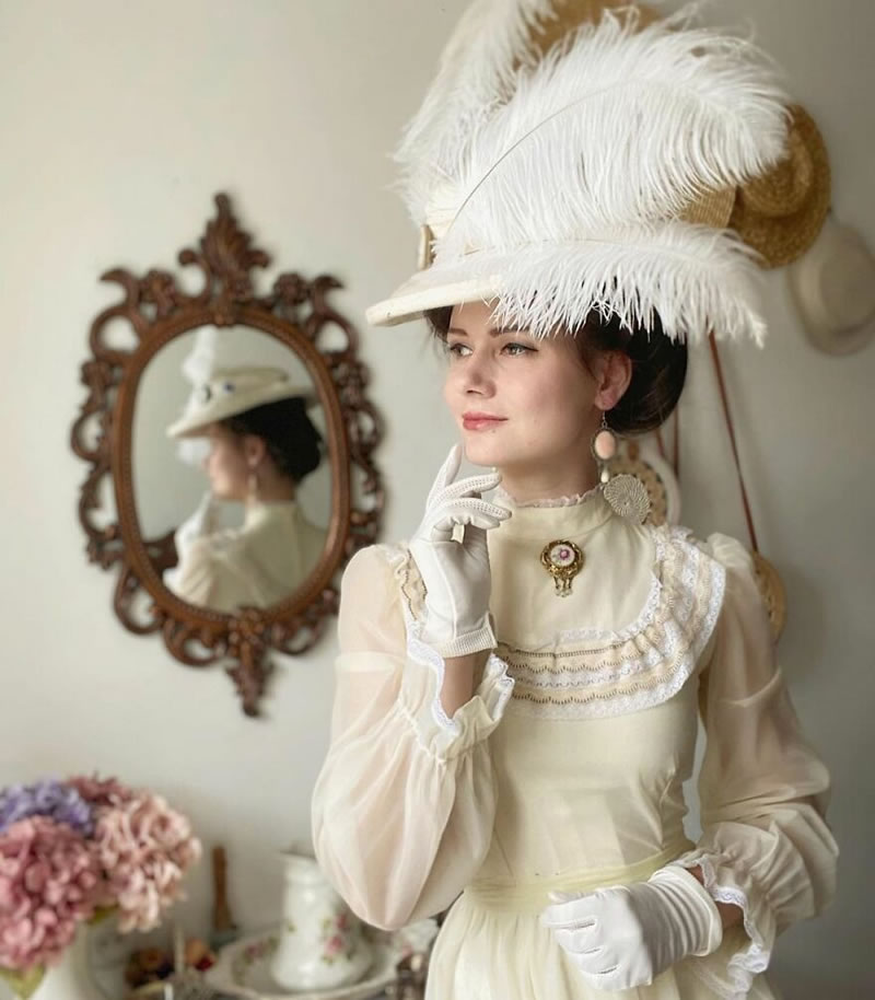 Ukrainian Woman Mila Povoroznyuk Dresses 19th Century Outfits Every Day