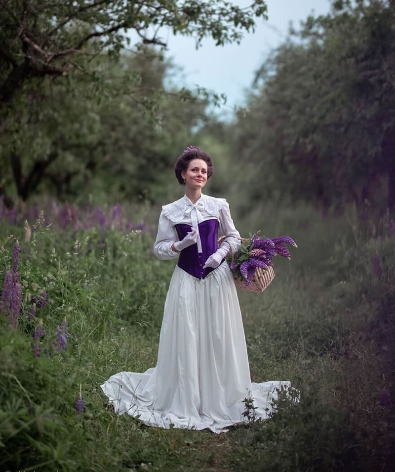 Ukrainian Woman Mila Povoroznyuk Dresses 19th Century Outfits Every Day