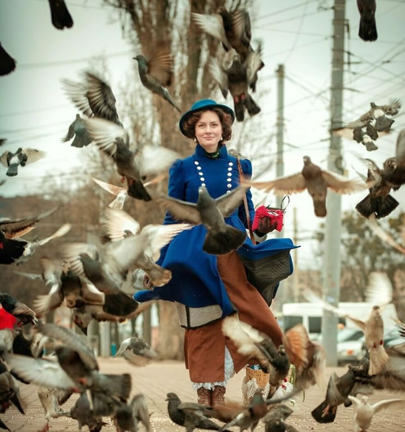 Ukrainian Woman Mila Povoroznyuk Dresses 19th Century Outfits Every Day