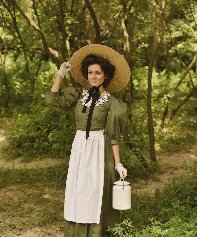 Ukrainian Woman Mila Povoroznyuk Dresses 19th Century Outfits Every Day