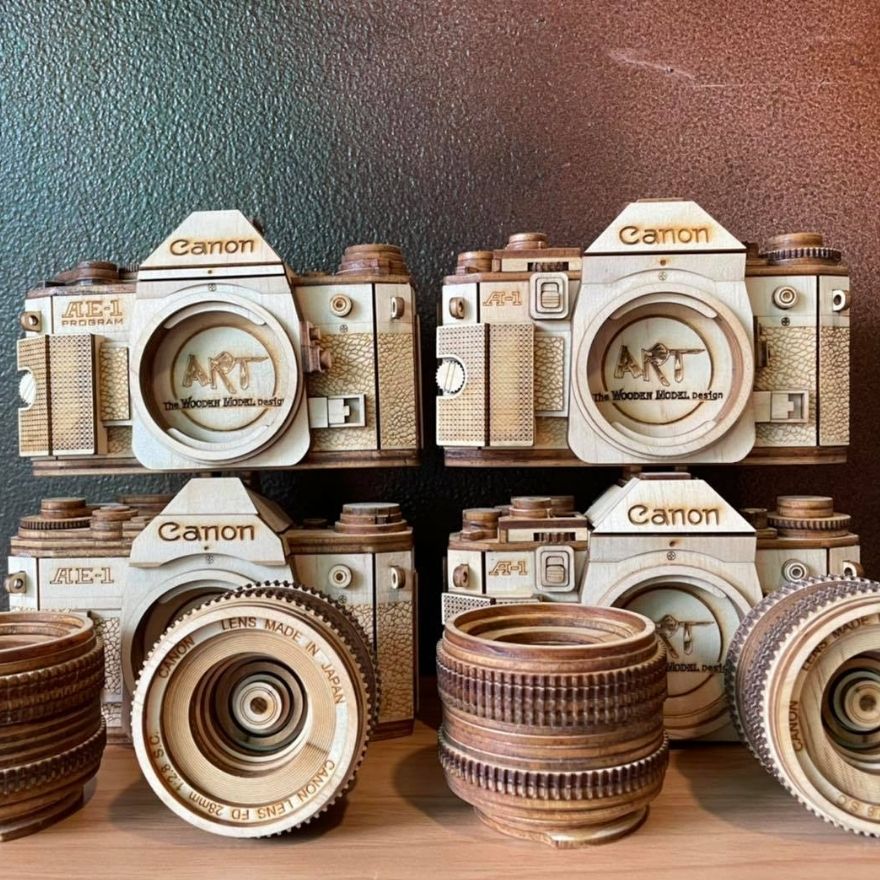 Camera Models By Carving Wood In Detail Phuong Nguyen