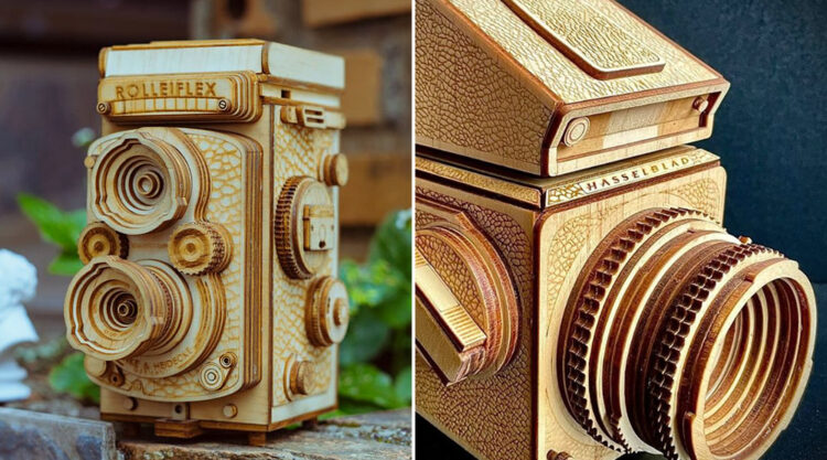 This Talented Artist Recreated Popular Camera Models By Carving Wood In Detail