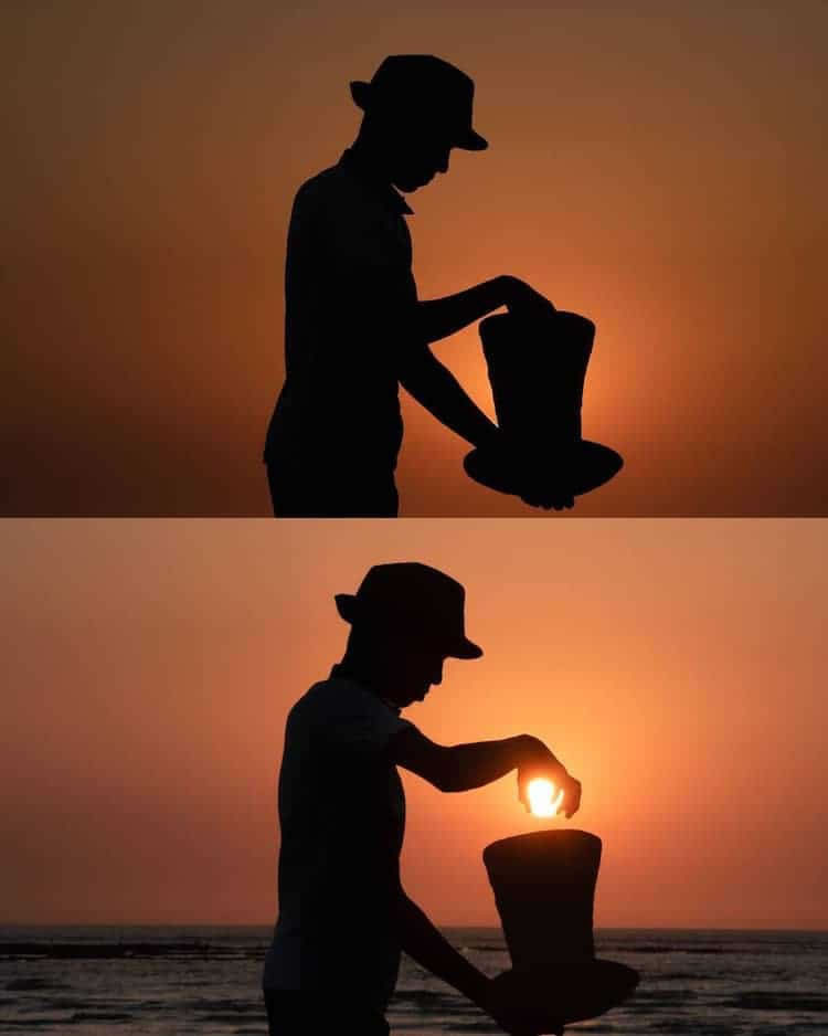 Krutik Thakur captura belas silhuetas do pôr do sol para contar histórias visuais mágicas
