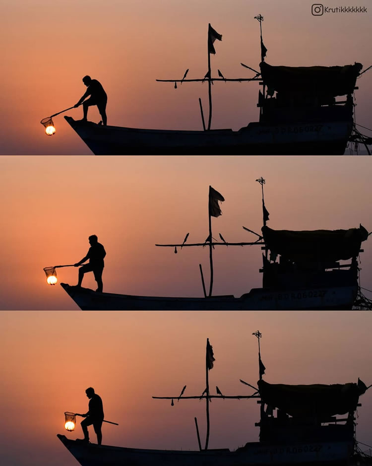 Krutik Thakur captura belas silhuetas do pôr do sol para contar histórias visuais mágicas