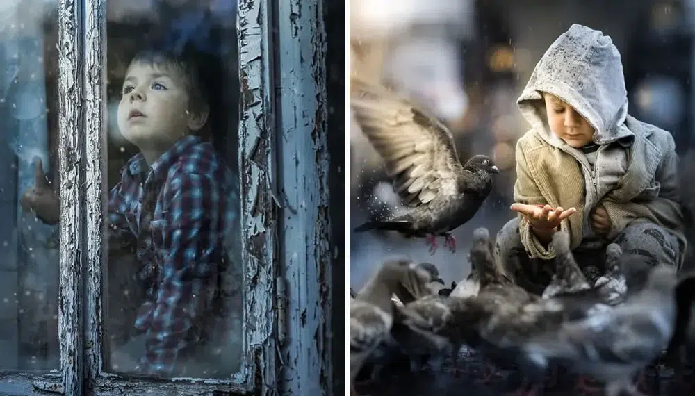 Photographer Captured These Childhood Photographs, That Want To Teleport People To The World Of Wonder 25 Boy at rainy window and child feeding pigeons — child photography by Iwona Podlasinska