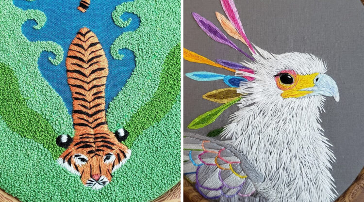 Beautiful And Colorful Embroidery Of Animals By Laura McGrarrity