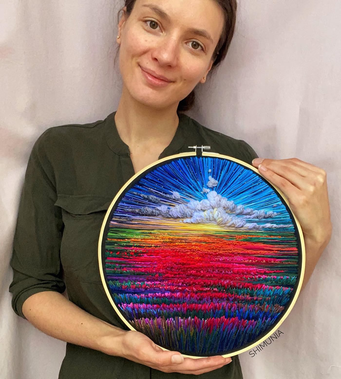 Artist Captures the Beauty of Nature with Colorful Landscape Embroidery