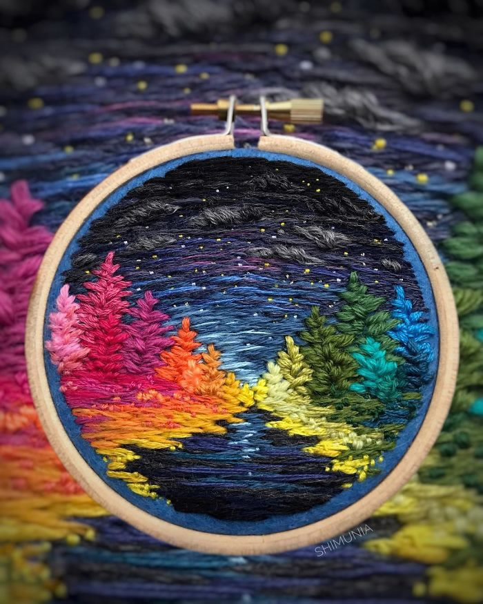 WOMENSART on X: Self-taught embroidery artist Vera Shimunia creates  embroidered work depicting landscapes #WomensArt  /  X