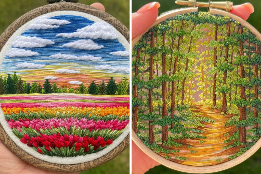 Stunning Embroidery Hoop Arts Of Natural Landscapes By Sew Beautiful