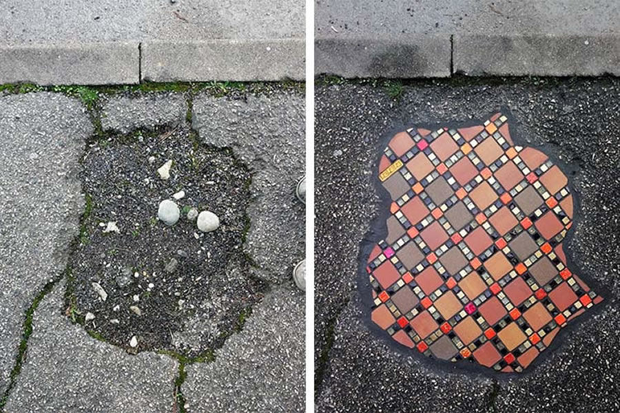 Cracks In Pavement To Colorful Mosaic Art
