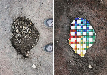 French Artist Transforms Cracks In Pavement To Colorful Mosaic Art